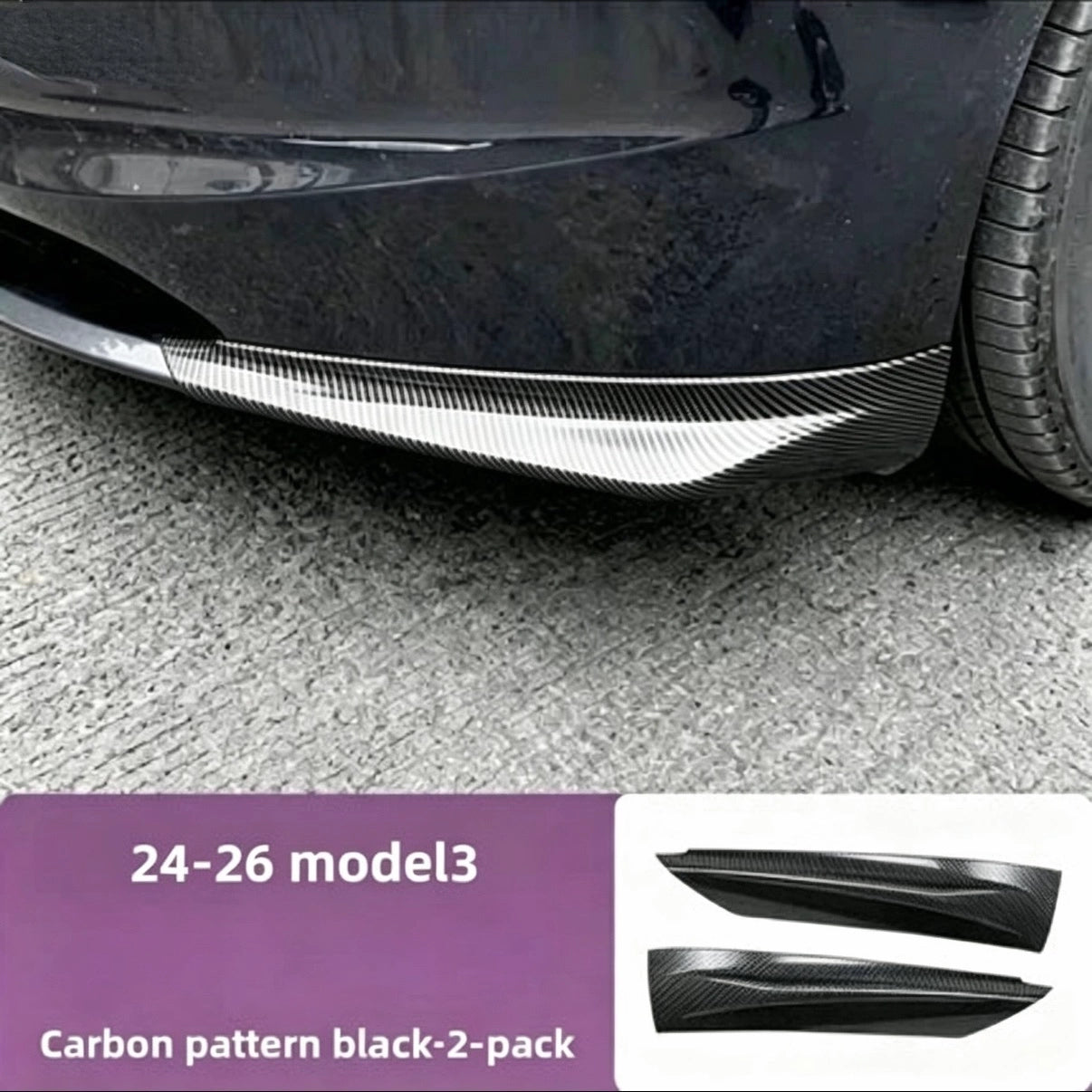 EVKITT Frontstoßstangenschutz Lippe Eckenschutz Kratzschutz Stoßfänger Winglet Spoiler für Tesla Model 3 Highland Model Y Juniper (Premium Luxus hochzähes Automobil ABS 2er-Set)