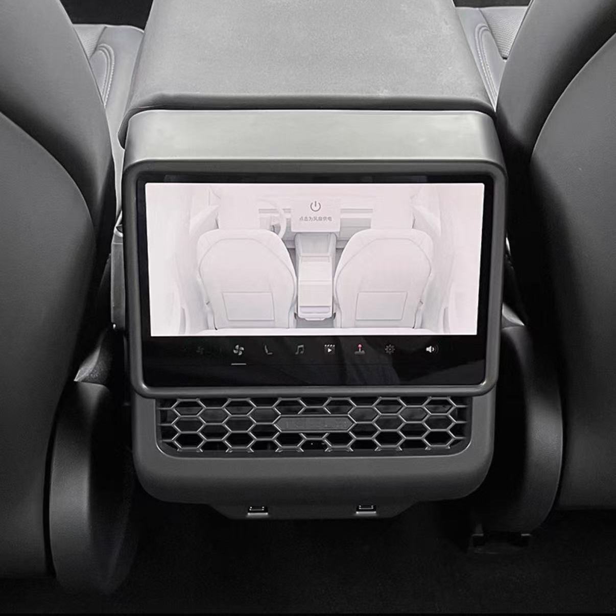 EVKITT Rear Screen Frame Protector Cover Rear Display Edge Bumper Shield for Tesla Model Y Juniper Model 3 Highland (Premium Anti-Scratch Flexible Polymer & High-Impact ABS Matrix, Matte Black 1PCS)