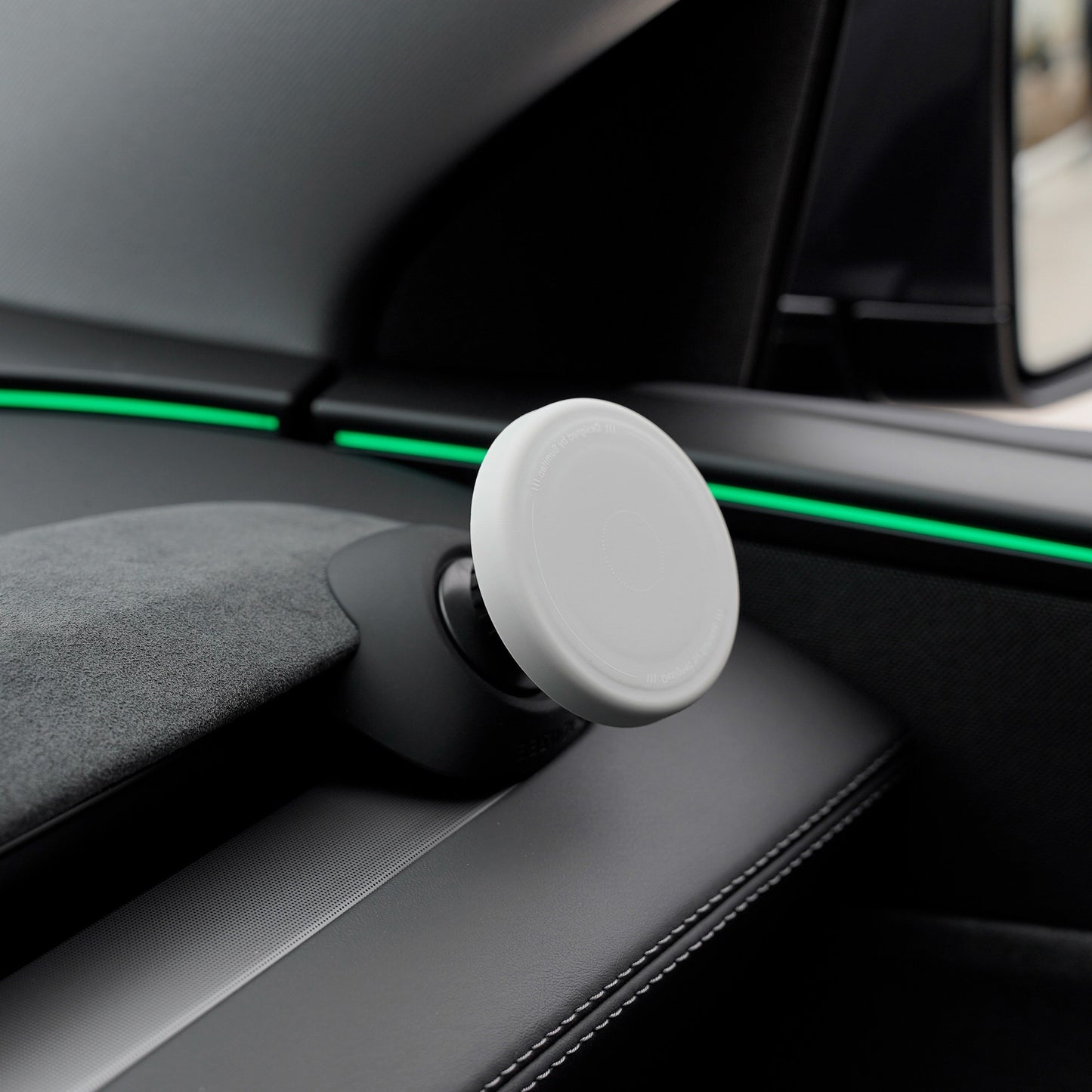 EVKITT Hidden Cockpit Console Phone Bracket for Tesla Model Y Juniper & Model 3 Highland Anti-Slip Metal Base (Liquid Silicone Wrapped, Grey LHD/RHD 1-Pack)