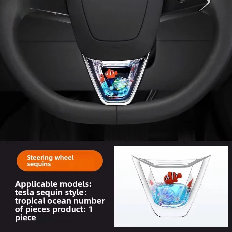 EVKITT for Tesla Model 3 Highland Model Y juniper Car Steering Wheel Dynamic Sequins Advanced Feel