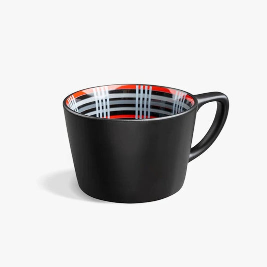 EVKITT Plaid Coffee Mug for Tesla Model 3 Y S X Fans Ceramic Matte Black Tea Cup ( 1-Pack)