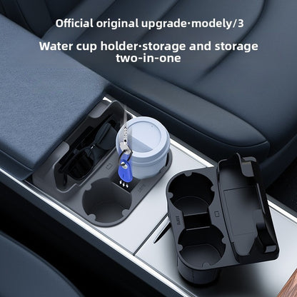 EVKITT Center Console Cup Holder Insert Organizer Tray for Tesla Model 3 Highland Model Y Juniper (Premium Dust-Proof Liquid Silicone, Anti-Rattle Waterproof 1-Pack)