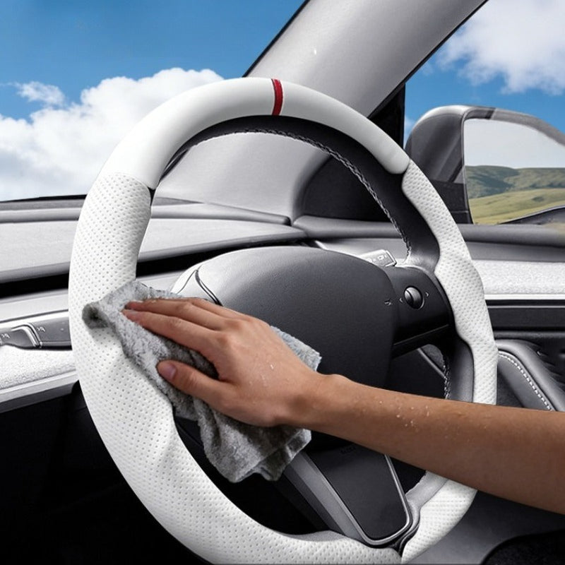 EVKITT 3-Piece Segmented Steering Wheel Cover Ultra-Thin Anti-Slip Steering Grip for Tesla Model 3 Model Y