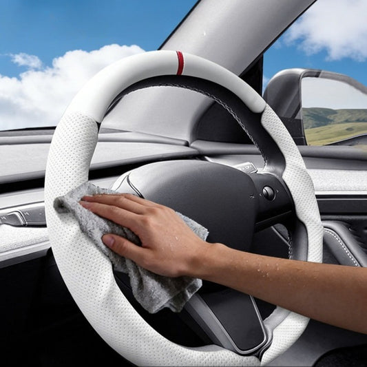 EVKITT 3-Piece Segmented Steering Wheel Cover Ultra-Thin Anti-Slip Steering Grip for Tesla Model 3 Model Y 2017-2026
