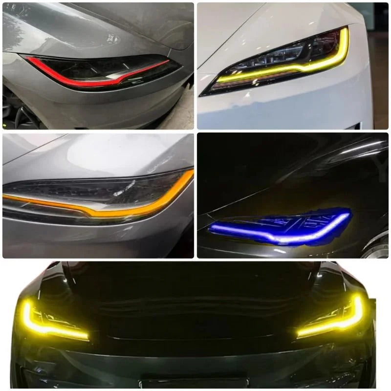 EVKITT RGB Dynamic LED Daytime Running Lights Demon Eye Module Kit for Tesla Model 3 Highland (Premium Aircraft-Grade Thermal Aluminum DRL 2-Piece Set)
