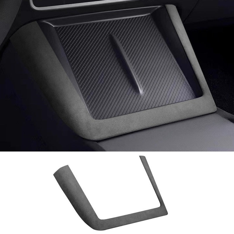 EVKITT Wireless Charging Pad Alcantara Trim Frame Center Console Dual Charger Suede Bezel Cover for Tesla Model 3 Highland & Model Y Juniper