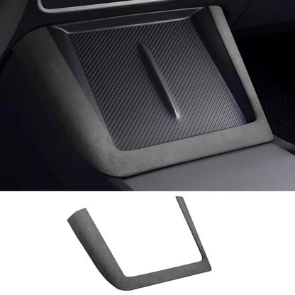 EVKITT Wireless Charging Pad Alcantara Trim Frame Center Console Dual Charger Suede Bezel Cover for Tesla Model 3 Highland & Model Y Juniper
