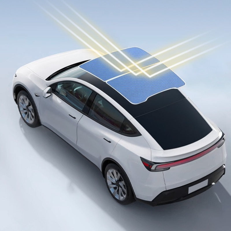EVKITT Glass Roof Sunshade Skylight Heat Protector for Tesla Model Y Juniper 2026+ UV Block (Ice Crystal Carbon Nano-Coating, 2-Piece Split Design)