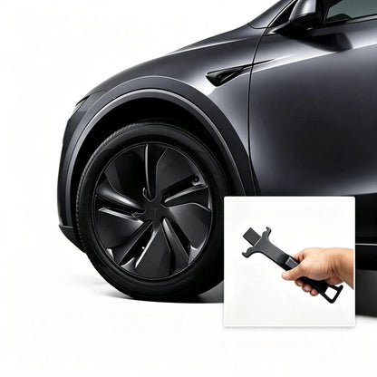 EVKITT Wheel Cap Removal Pry Bar Tool for Tesla Model Y & Model 3 (Premium Scratch-Free Hubcap Extractor, Matte Black 1PC)