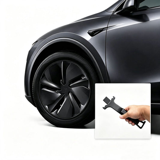 EVKITT Wheel Cap Removal Pry Bar Tool for Tesla Model Y & Model 3 (Premium Scratch-Free Hubcap Extractor, Matte Black 1PC)