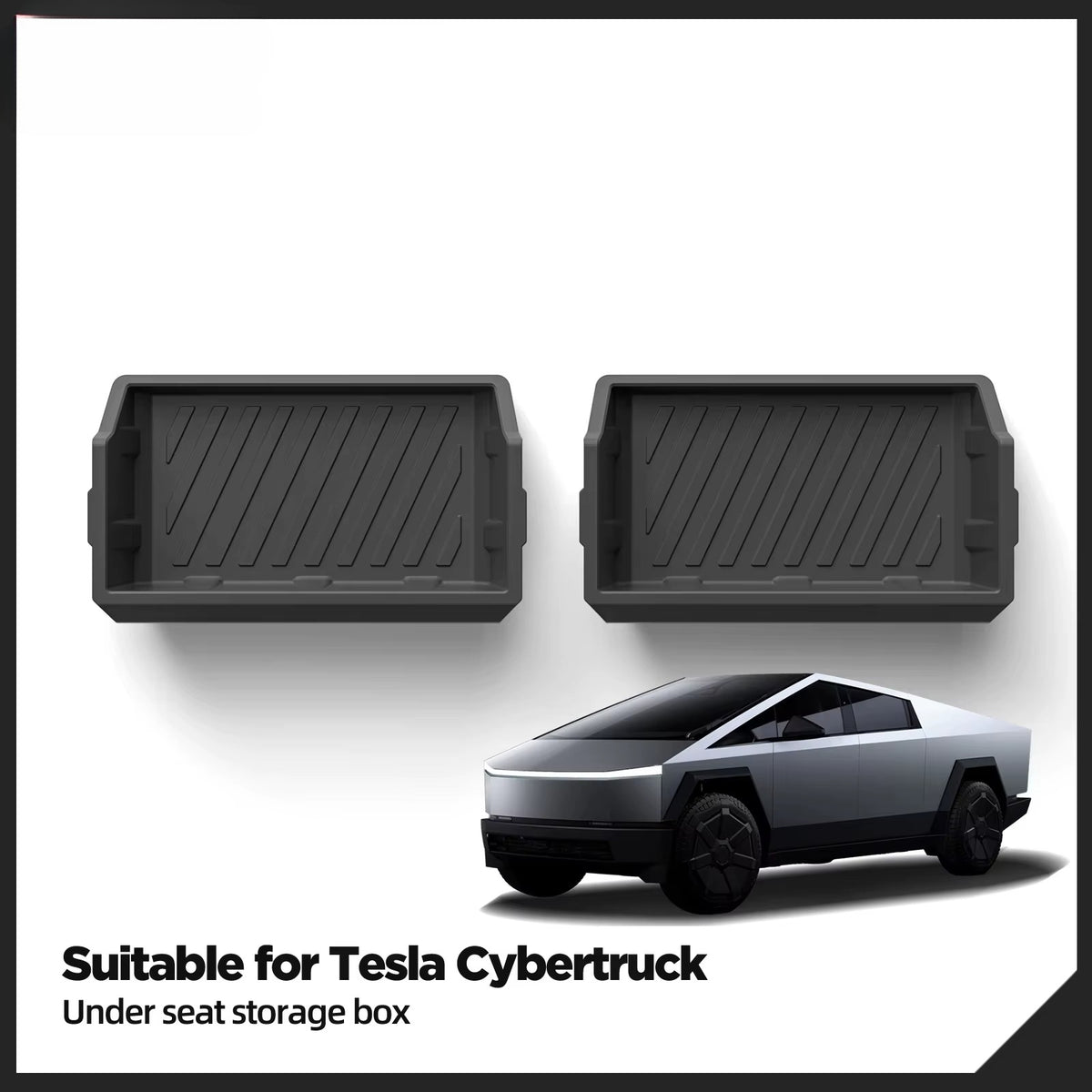 EVKITT Under Seat Storage Box Organizer for Tesla Cybertruck 2024+ – Front Seat Pull-Out Drawer Storage Tray