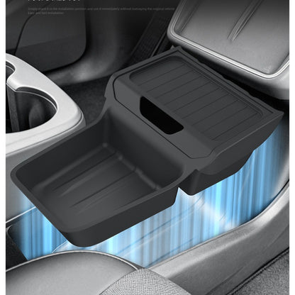 EVKITT TPE Center Console Lower Organizer Box for Tesla Model Y Standard (Premium Odorless TPE, Heavy-Duty Dual-Slot)