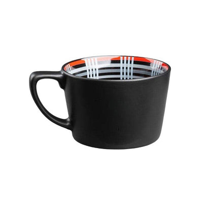 EVKITT Plaid Coffee Mug for Tesla Model 3 Y S X Fans Ceramic Matte Black Tea Cup ( 1-Pack)