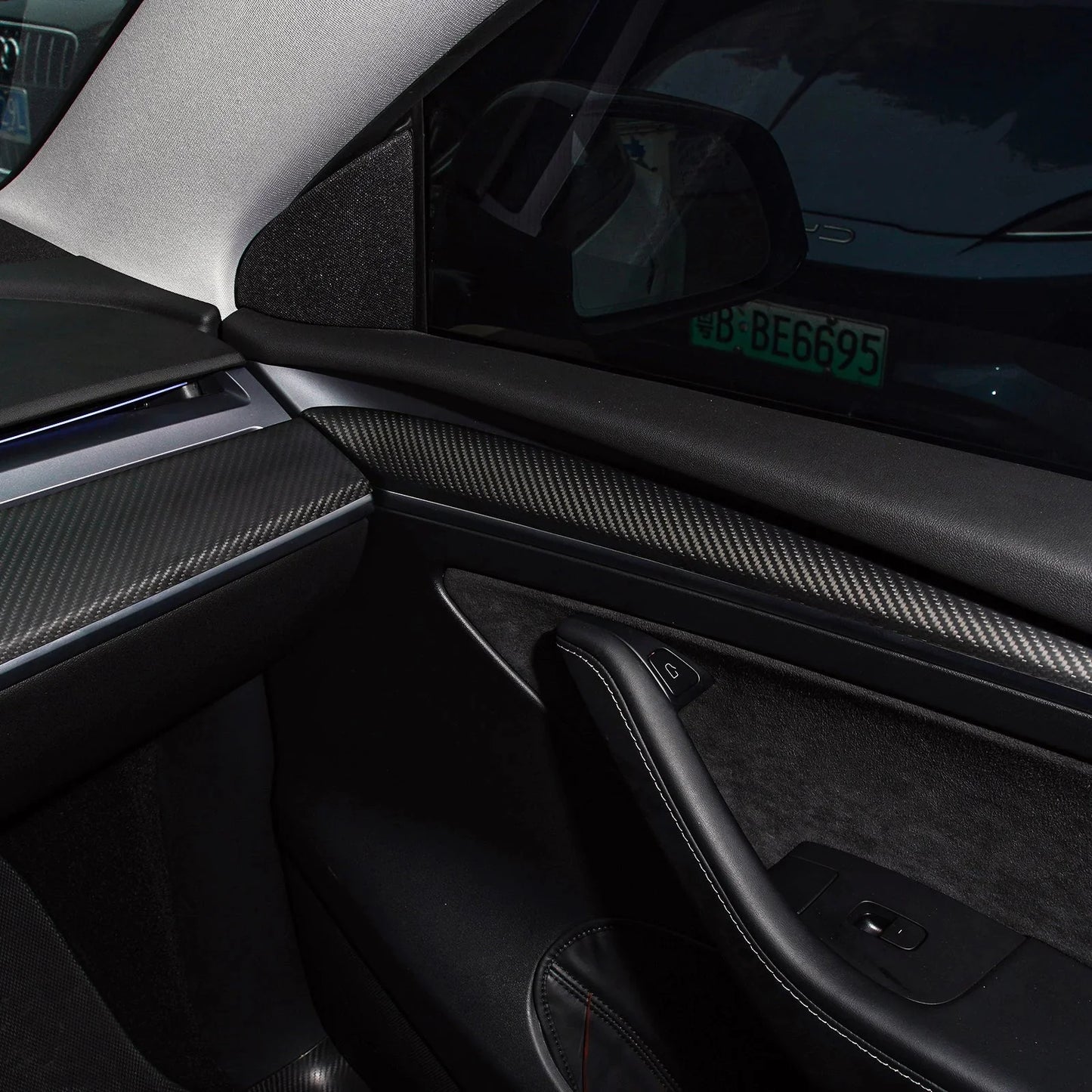 EVKITT Dashboard & Door Panel Interior Trim Covers for Tesla Model 3 Model Y 2021-2023 Real Dry Carbon Fiber (Matte/Gloss, 3-Piece Set)