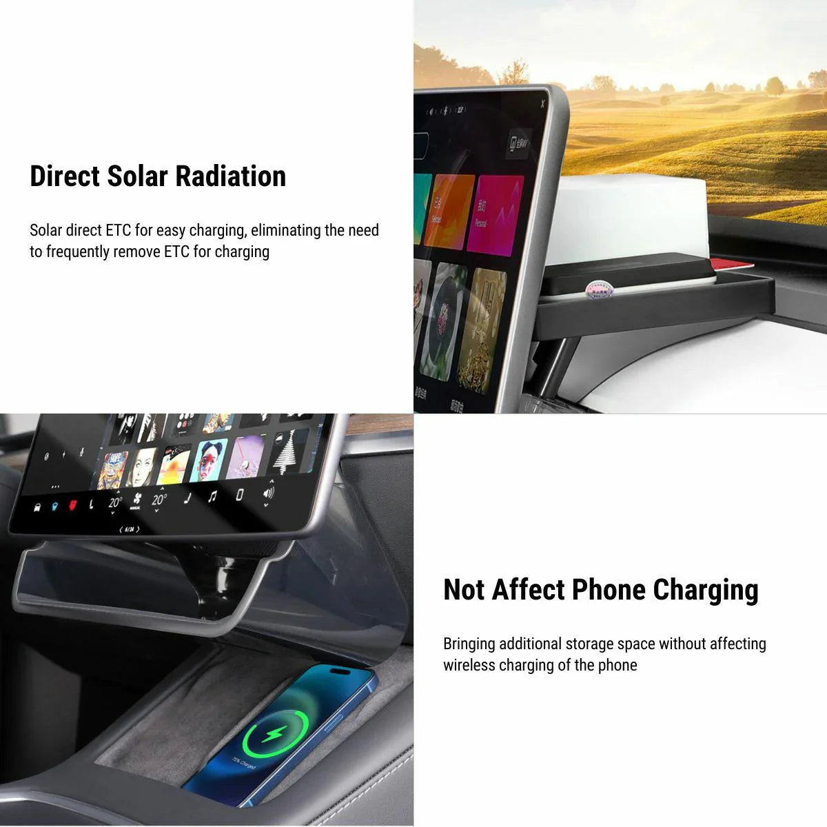 EVKITT Center Console Organizer Under Screen Storage Tray for Tesla Model Y Model 3 2021-2023 (Premium Odorless Silicone, Dash Dashboard Behind Shunt 1-Pack)