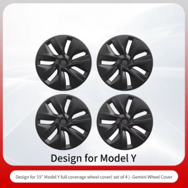 EVKITT 19" Full-Coverage Wheel Covers for Tesla Model Y 2020-2024 (Premium Anti-Curb Rash Aero Hubcaps, Matte Black 4PC Set)