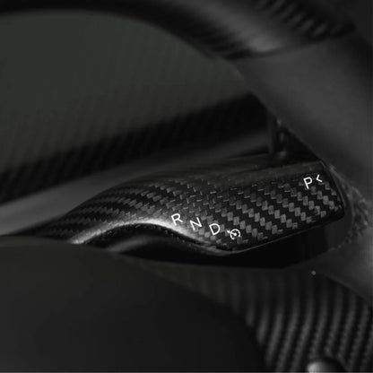 EVKITT Steering Column Shift Lever Stalk Covers Caps for Tesla Model Y Model 3 2021-2023  (Premium Real Dry Carbon Fiber, Turn Signal Wiper 2-Piece Set)