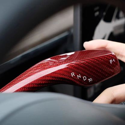 EVKITT Steering Column Shift Lever Stalk Covers Caps for Tesla Model Y Model 3 2021-2023  (Premium Real Dry Carbon Fiber, Turn Signal Wiper 2-Piece Set)