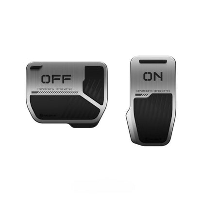 Haloblk Aluminum Pedal Covers for Tesla Model 3 Highland 2024 2025 2026 Non-Slip Accelerator Brake Pads (Metal Silver, 2-Pack)