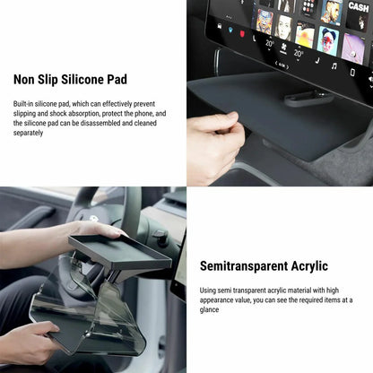 EVKITT Center Console Organizer Under Screen Storage Tray for Tesla Model Y Model 3 2021-2023 (Premium Odorless Silicone, Dash Dashboard Behind Shunt 1-Pack)