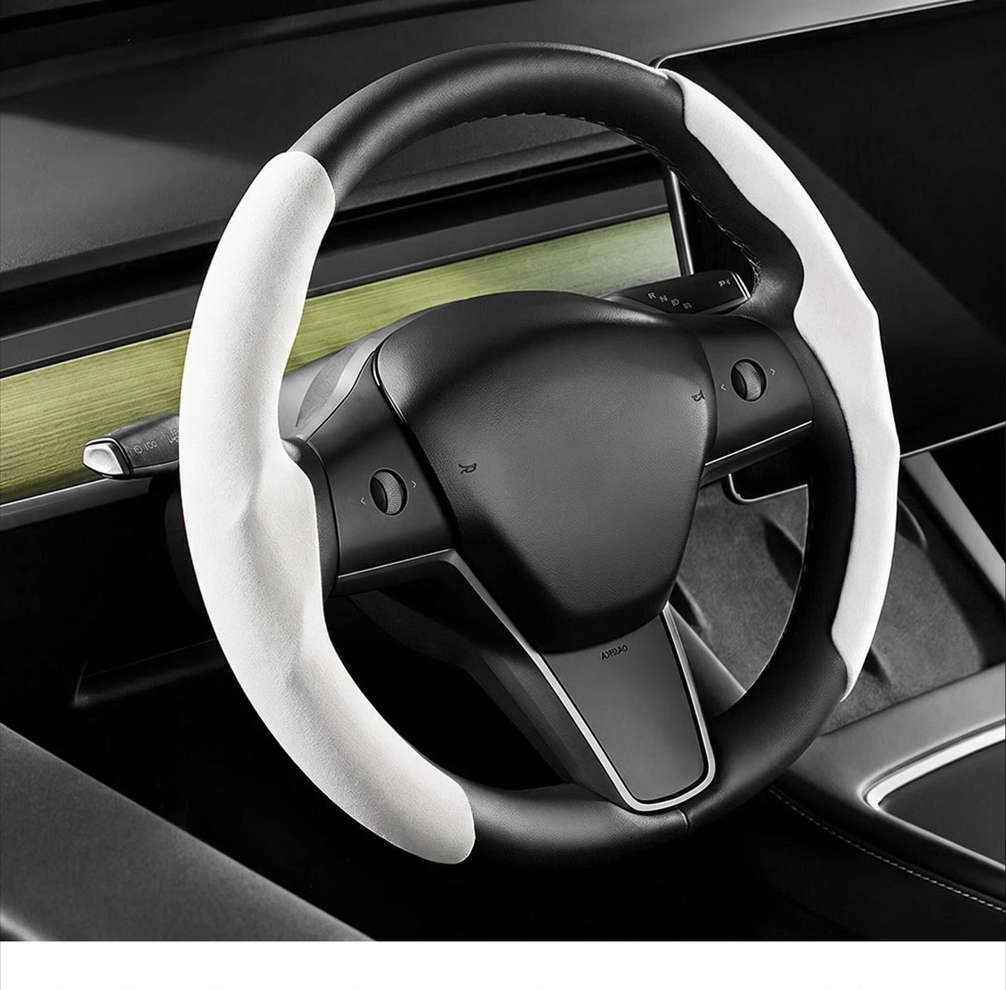 EVKITT Steering Cockpit Grip Shield Breathable Suede Chassis Wrap for Tesla New Architecture (Ultra-Thin Wear-Resistant Micro-Suede, Laser-Cut 1-Piece Set)