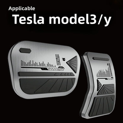 EVKITT Aluminum Pedal Covers for Tesla Model Y Juniper  2025 2026 Anti-Slip Accelerator Brake Pads (Metal Silver, 2-Pack)