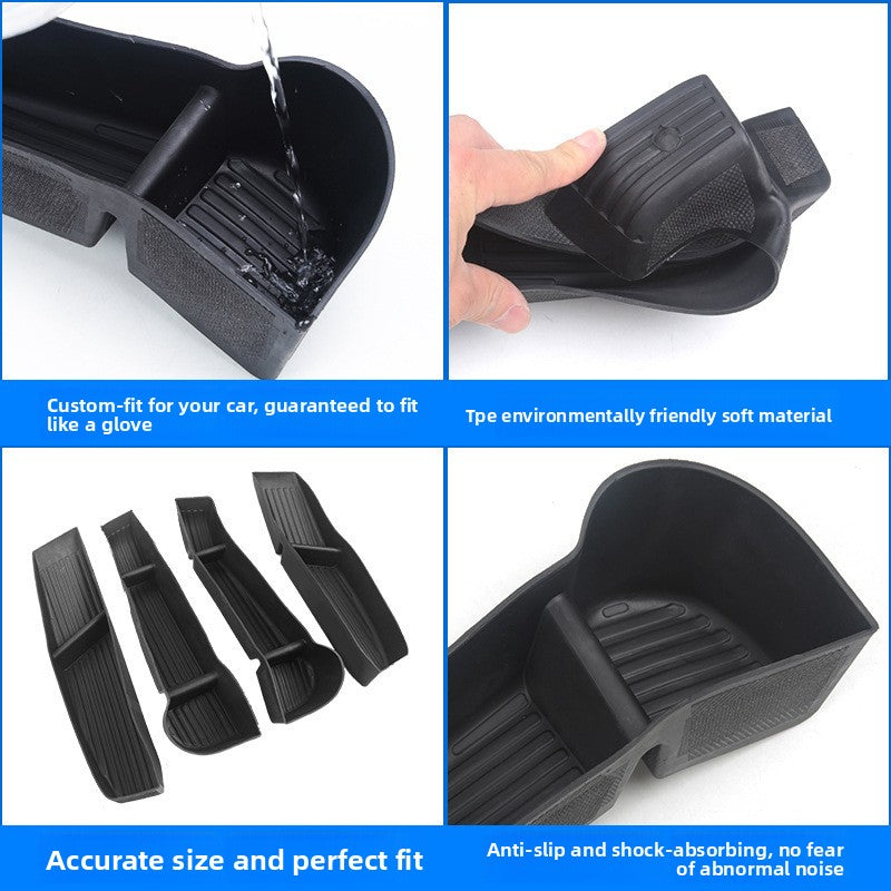 EVKITT Door Handle Storage Organizer Trays Armrest Pocket Bins for Tesla Model Y Model 3 (Premium Shockproof Silicone, Waterproof Front & Rear 4-Piece Set)