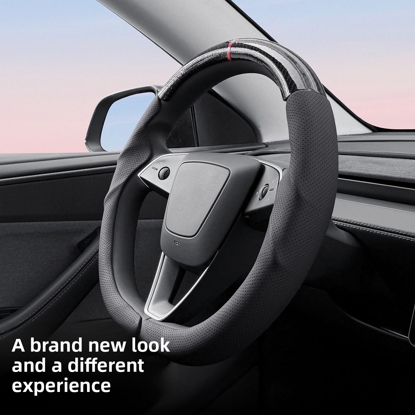 EVKITT 3-teilige segmentierte Lenkradabdeckung, ultradünn, sportlich, rutschfest, für Tesla Model 3 & Model Y 2017-2026