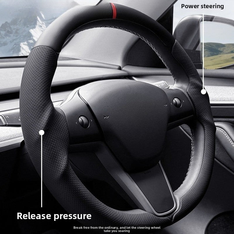 EVKITT 3-Piece Segmented Steering Wheel Cover Ultra-Thin Anti-Slip Steering Grip for Tesla Model 3 Model Y
