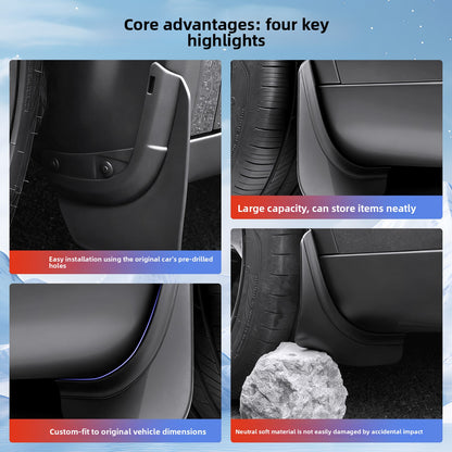 EVKITT No-Drilling Mud Flaps Splash Guards Kit for Tesla Model 3 Highland Model Y Juniper (Premium Flexible TPE, 4-Piece Full Set)