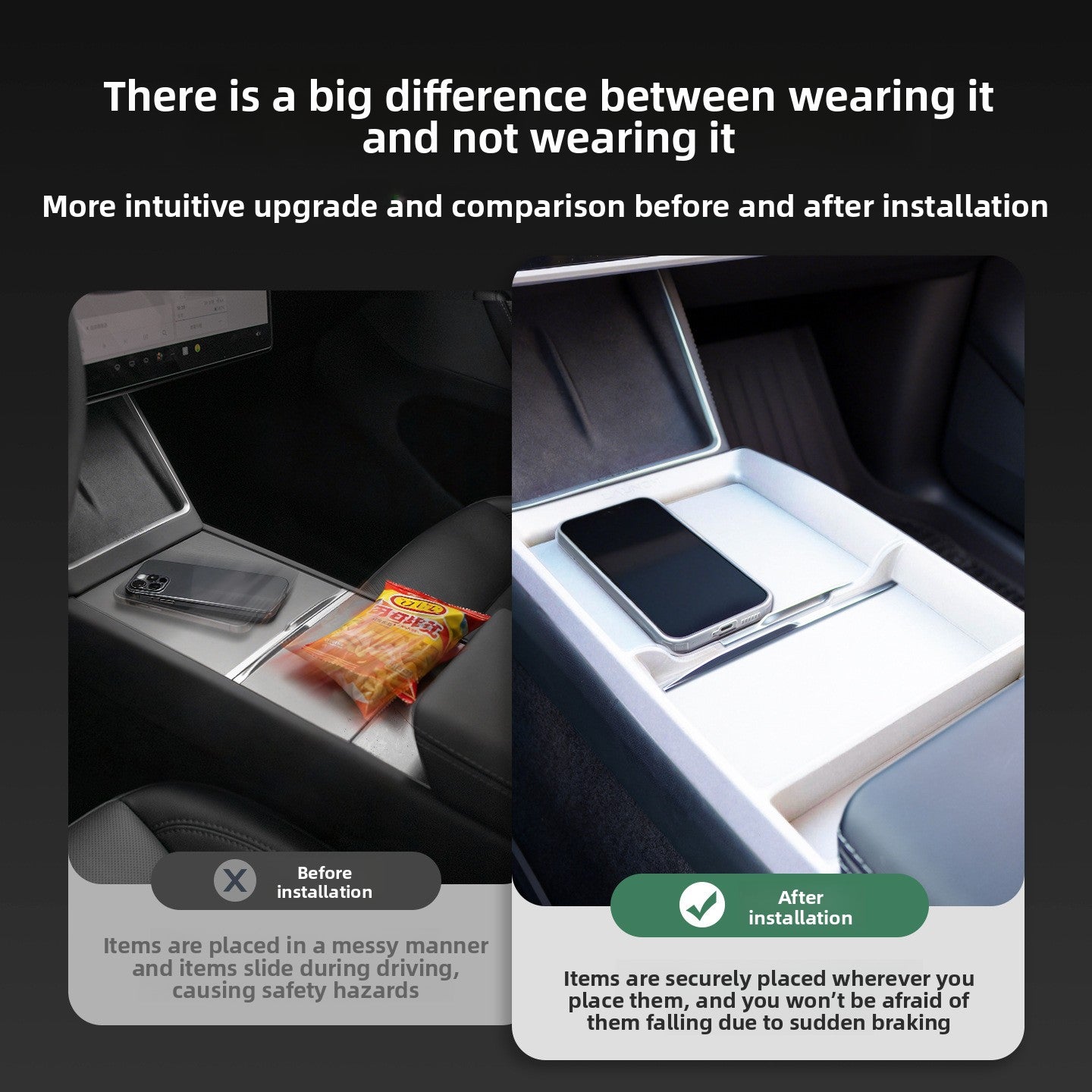 EVKITT Silicone Center Console Armrest Organizer for Tesla Model Y Juniper & Model 3 Highland (Premium Flexible Silicone)