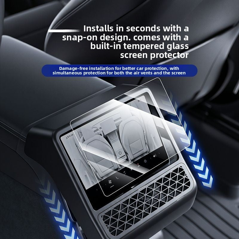 EVKITT 2-in-1 Rear Screen Protector with Frame for Tesla Model Y Juniper & Model 3 Highland (Premium 9H Tempered Glass, Anti-Scratch Bumper Cover)
