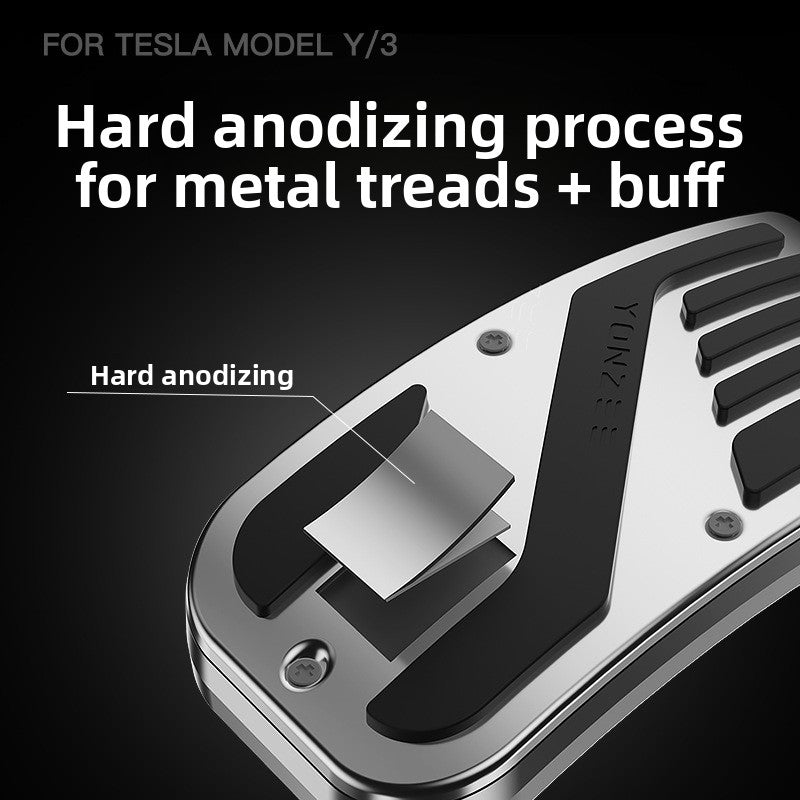 EVKITT Aluminum Pedal Covers for Tesla Model Y Juniper & Model 3 Highland 2024-2026 Non-Slip Accelerator Brake Pads (Metal Silver, 2-Pack)