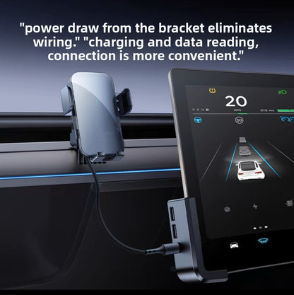 EVKITT Multi-Port USB Screen Expansion Hub for Tesla Model Y Juniper & Model 3 Highland (Premium Fireproof Material, Multi-In-1 USB A+C Fast Charging)