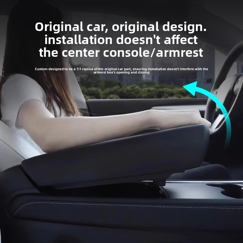 EVKITT for Tesla Model 3 Highland Model Y Juniper Central Control Armrest Cover TPE Interior Protective Pad Anti-Scratch Console Accessory