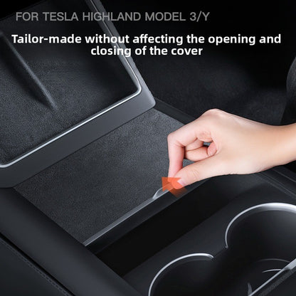 EVKITT Center Console Suede Wrap Protector Film Electrostatic Anti-Scratch Interior Decal for Tesla Model 3 Highland Model Y Juniper (Premium Luxury Electrostatic Microfiber Suede, Glue-Free Matte Black 3-Piece Set)