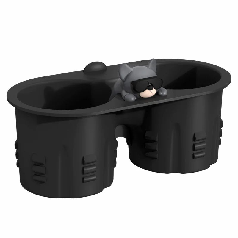 EVKITT Chic Cartoon Center Console Cup Holder Insert Slot Stabilizer Limiter for Tesla Model Y Model 3 (Premium Shockproof Silicone, Anti-Rattle 1-Pack)