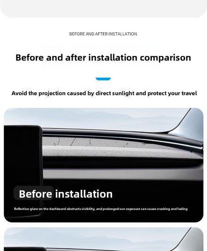 EVKITT Dashboard Mat Pad Cover Anti-Glare Sun Shade for Tesla Model 3 Highland Model Y Juniper (Premium Alcantara-Texture Suede, LHD & RHD Universal 1-Pack)