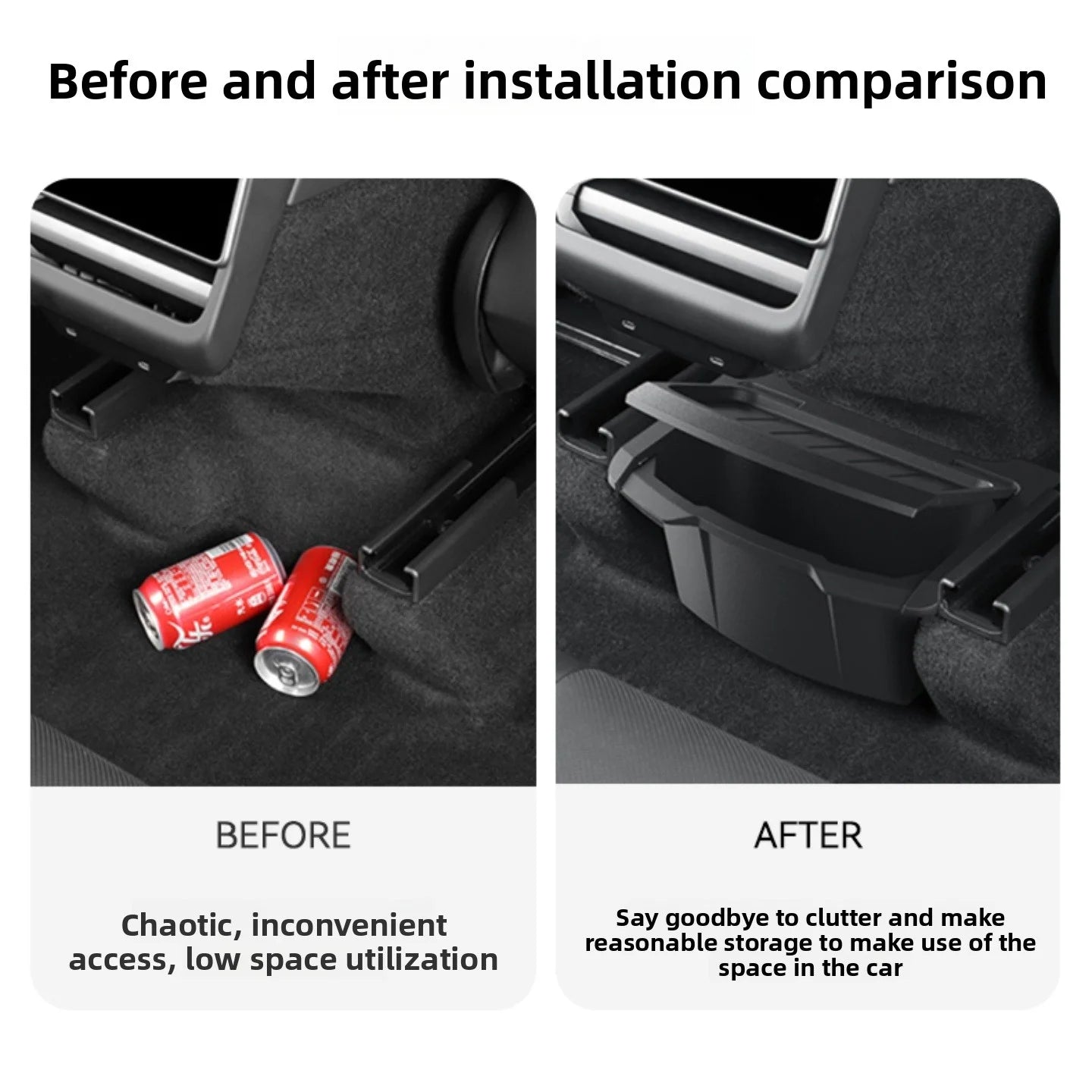 EVKITT Center Console Armrest Organizer Rear Seat Hidden Storage Box for Tesla Model Y Juniper 2025+ (Premium Shockproof Silicone, Anti-Rattle 1-Pack)