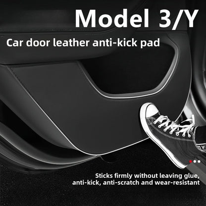 EVKITT Door Anti-Kick Guard Protection Panel Kit for Tesla Model 3 Highland Model Y Juniper (Premium Alcantara-Texture Suede, 4-Piece Full Set)