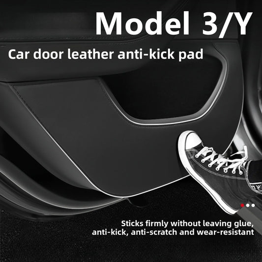 EVKITT Door Anti-Kick Guard Protection Panel Kit for Tesla Model 3 Highland Model Y Juniper (Premium Alcantara-Texture Suede, 4-Piece Full Set)