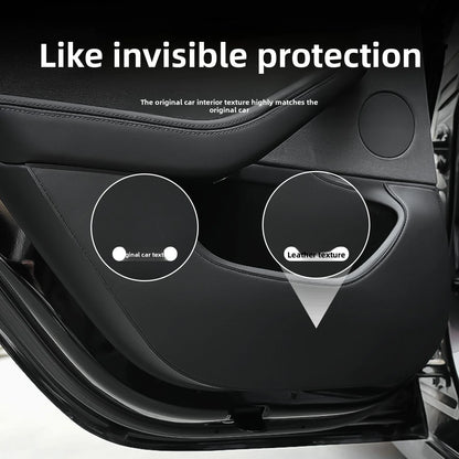 EVKITT Door Anti-Kick Guard Protection Panel Kit for Tesla Model 3 Highland Model Y Juniper (Premium Alcantara-Texture Suede, 4-Piece Full Set)