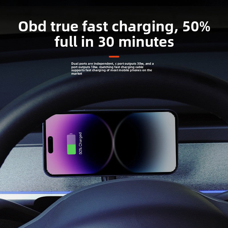 EVKITT OBD Power Expansion Dock Hub for Tesla Model 3 & Model Y (Premium Fireproof Material, Dual Interface A+C Fast Charging)