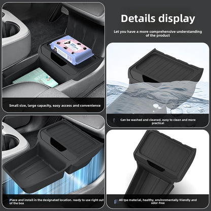 EVKITT TPE Center Console Lower Organizer Box for Tesla Model Y Standard (Premium Odorless TPE, Heavy-Duty Dual-Slot)