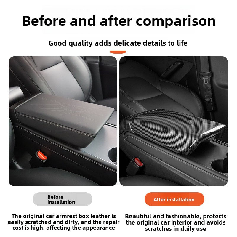 EVKITT Center Console Armrest Box Lid Cover Protector Trim for Tesla Model 3 Highland Model Y Juniper 2024–2026+ (Premium Anti-Scratch ABS, 1-Piece Shell)