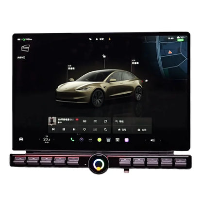 EVKITT Center Console Physical Buttons Control Panel Bar Under Screen Hub for Tesla Model Y Model 3 (Premium Anodized Aluminum Alloy, Smart Quick Action 1-Pack)