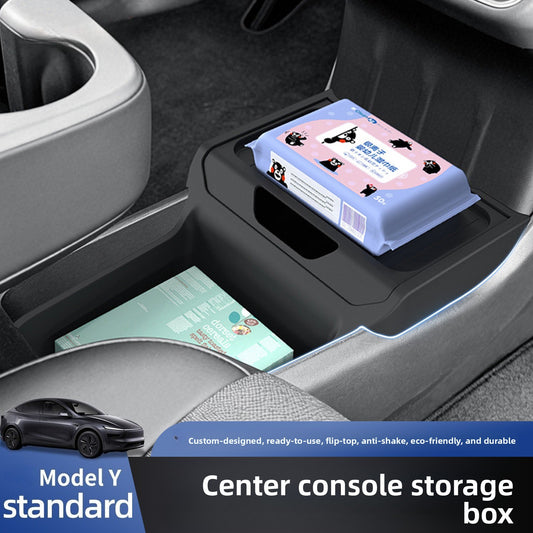 EVKITT TPE Center Console Lower Organizer Box for Tesla Model Y Standard (Premium Odorless TPE, Heavy-Duty Dual-Slot)