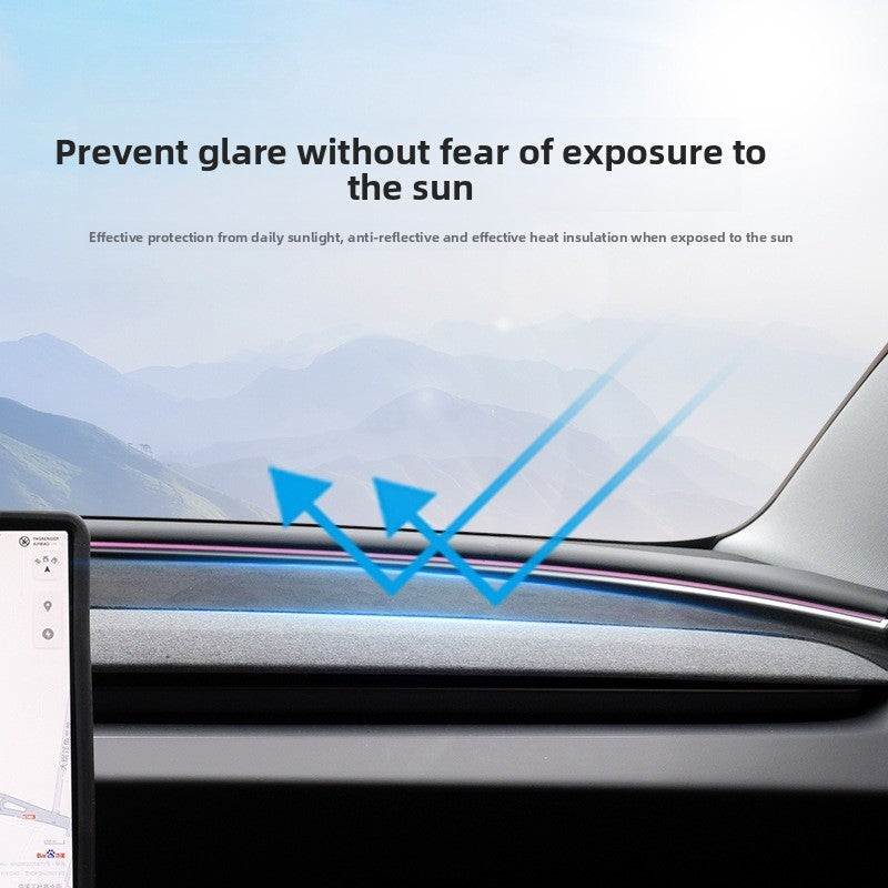 EVKITT Dashboard Mat Pad Cover Anti-Glare Sun Shade for Tesla Model 3 Highland Model Y Juniper (Premium Alcantara-Texture Suede, LHD & RHD Universal 1-Pack)