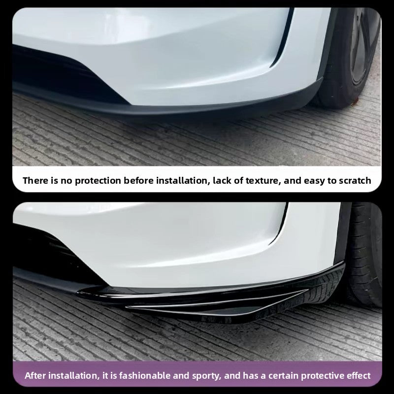 EVKITT Frontstoßstangenschutz Lippe Eckenschutz Kratzschutz Stoßfänger Winglet Spoiler für Tesla Model 3 Highland Model Y Juniper (Premium Luxus hochzähes Automobil ABS 2er-Set)