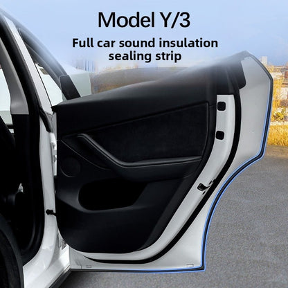 EVKITT Full Car Noise Reduction Sealing Strip Kit Weatherstripping Rubber Soundproof Seals for Tesla Model Y Model 3 2021-2024 (Premium EPDM Weatherproof Hollow Rubber, Complete Multi-Piece Set)